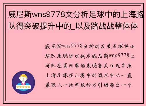 威尼斯wns9778文分析足球中的上海路队得突破提升中的_以及路战战整体体系_评论突破